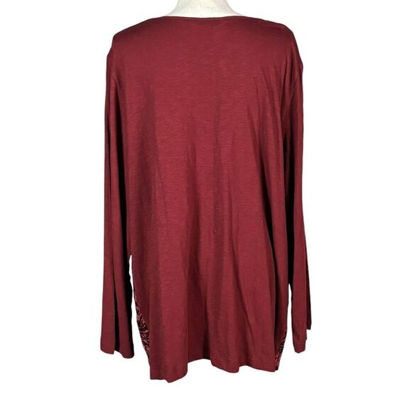 Ulla Popken Tunic Plus Size 20/22 Crushed Velvet Burgundy Beaded Glam Elegant - Picture 2 of 9